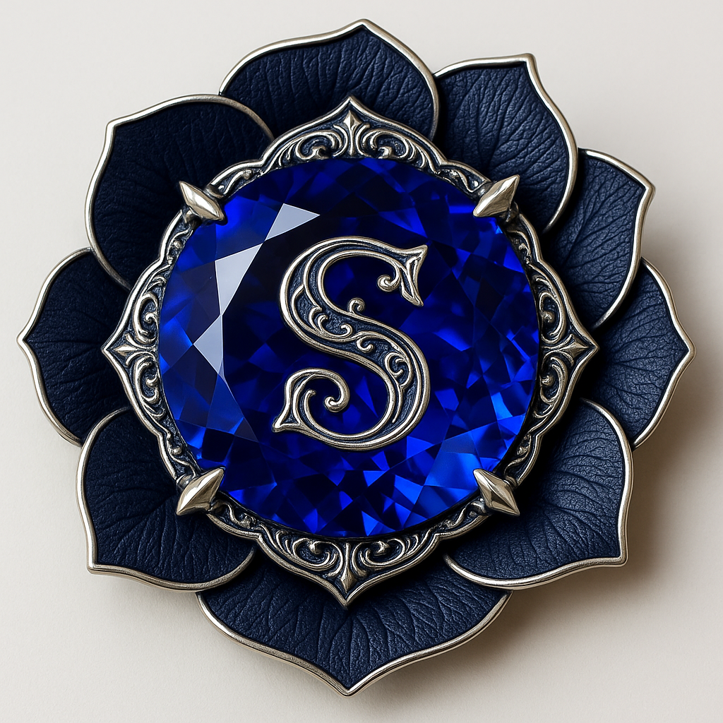 Silver-and-Sapphire Brooch