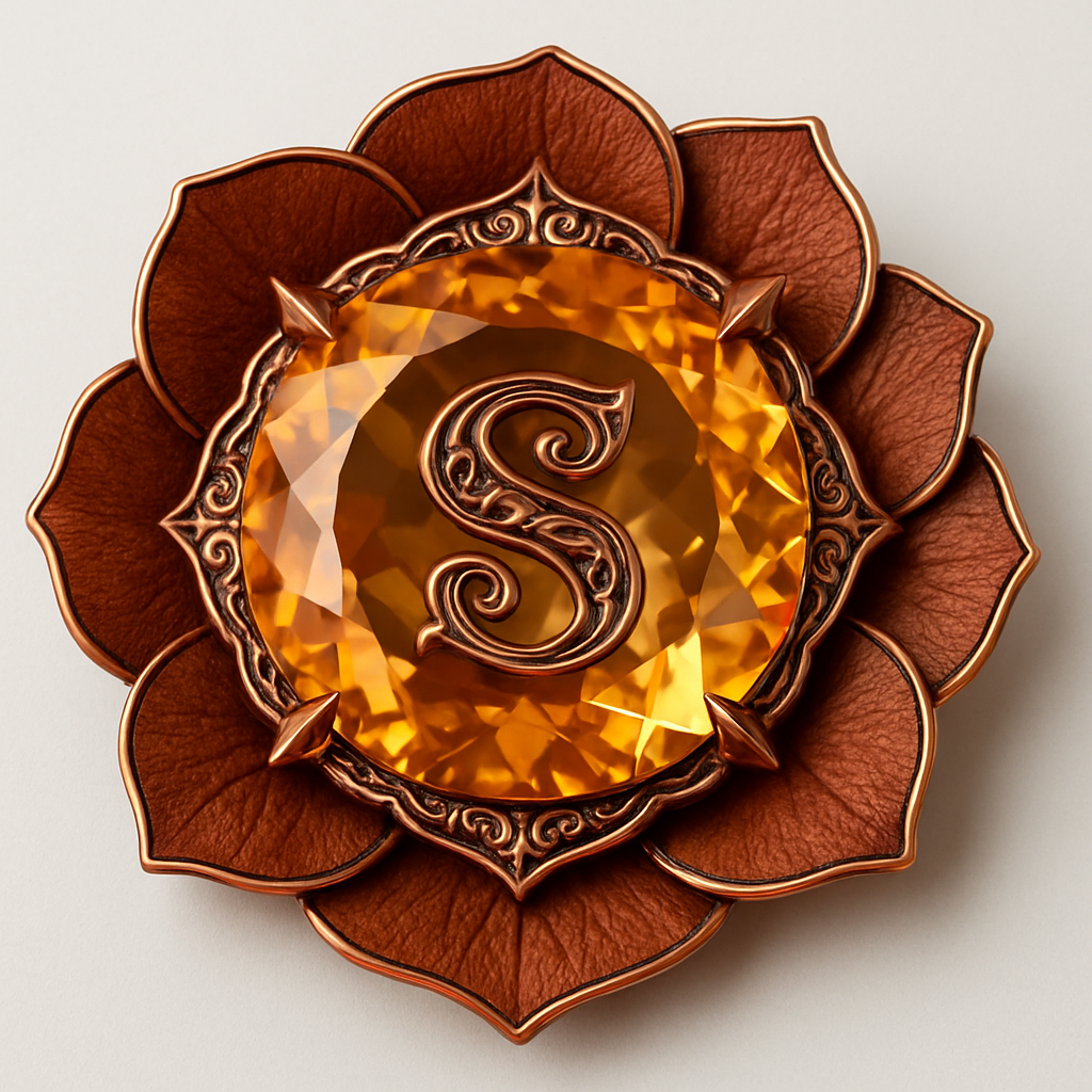 Copper-and-Citrine Brooch